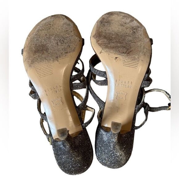 Stuart Weitzman Metallic Cutout Accent Sandals - Picture 10 of 16